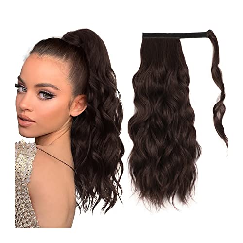 Ponytail Extension/Haarteil Synthetische lange gewellte Pferdeschwanz-Verlängerung 50,8 cm Körper-gewellte Wrap-Around-Pferdeschwanz-Haarverlängerung for Frauen flauschiges synthetisches natürliches w von IXART