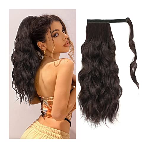 Ponytail Extension/Haarteil Synthetische lange gewellte Pferdeschwanz-Verlängerung 50,8 cm Körper-gewellte Wrap-Around-Pferdeschwanz-Haarverlängerung for Frauen flauschiges synthetisches natürliches w von IXART