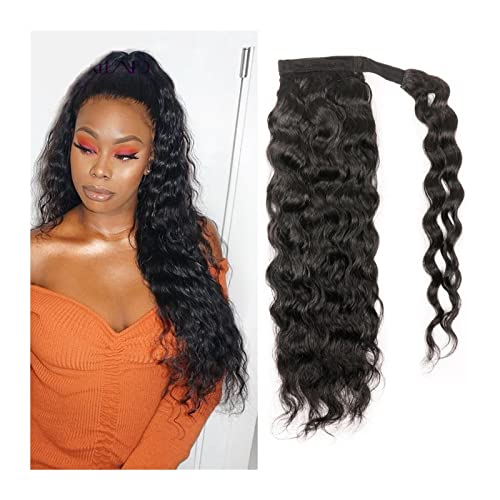 Ponytail Extension/Haarteil Wrap-Around-Pferdeschwanz-Verlängerungen, peruanisch gewellter Pferdeschwanz, Echthaar, 30,5–66 cm, Remy-Haarspange in lockigem Pferdeschwanz, Haarteile for schwarze Frauen von IXART