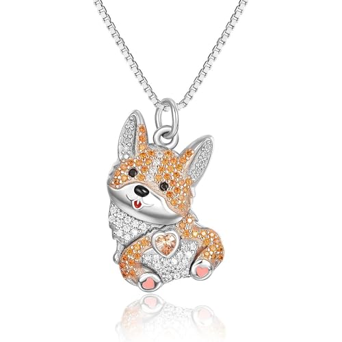 IXDEAXLY Niedliches Yorkie-Ohrring-Set mit französischen Bulldoggen, Giraffen-Anhänger, Hunde-Haustier-Halskette, Ohrringe, Corgi-Halskette von IXDEAXLY