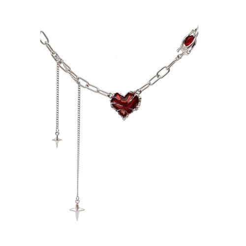 IXDEAXLY Punk rote Herzspinne Y2k Stern Halskette Ring Trendy Kragen Kette Halskette Ring für Damen Herren Teenager Modeschmuck, Zink, Kein Edelstein IXDEAXLY Punk rote Herzspinne Y2k Stern Halskette Ring Trendy Kragen Kette Halskette Ring für Damen Herren Teenager Modeschmuck, Zink, Kein Edelstein von IXDEAXLY