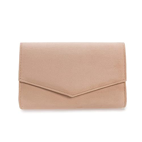 iXebella Damen-Abendtasche, elegante Clutch-Handtasche, Wildlederimitat, Geldbörse für Hochzeit, nude, X-Small von IXEBELLA