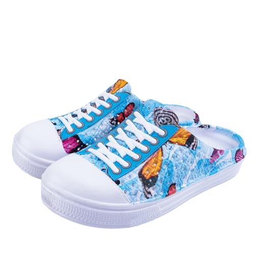 IXIAOYI Damen Garten Clogs Frauen Atmungsaktive Schuhe Badeschuhe Strandschuhe Wasserschuhe Schuhe Hausschuhe Wanderschuhe Butterfly Blue 37 von IXIAOYI
