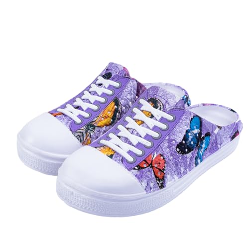 IXIAOYI Damen Garten Clogs Frauen Atmungsaktive Schuhe Badeschuhe Strandschuhe Wasserschuhe Schuhe Hausschuhe Wanderschuhe Butterfly Purple 41 von IXIAOYI
