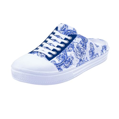 IXIAOYI Damen Garten Clogs Frauen Atmungsaktive Schuhe Badeschuhe Strandschuhe Wasserschuhe Schuhe Hausschuhe Wanderschuhe Flower Blue 40 von IXIAOYI