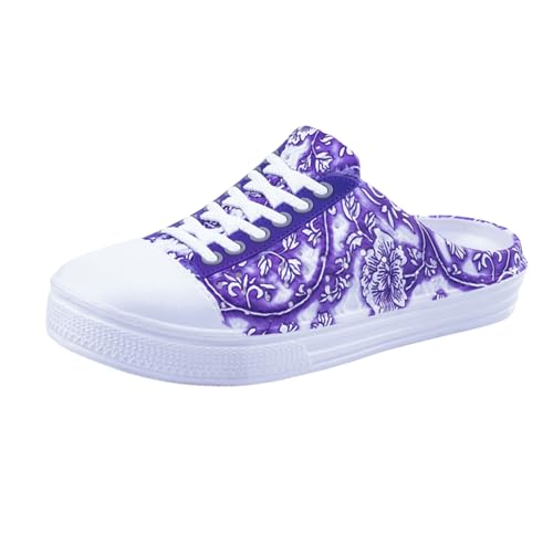 IXIAOYI Damen Garten Clogs Frauen Atmungsaktive Schuhe Badeschuhe Strandschuhe Wasserschuhe Schuhe Hausschuhe Wanderschuhe Flower Purple 40 von IXIAOYI