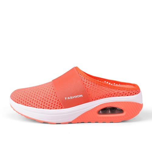Damen-Sneaker,Orthopädische Turnschuhe Für Frauen Luftgepolsterte Laufschuhe Atmungsaktive Hausschuhe, Bequeme Sportschuhe Für Draußen-Orange||36EU von IXII