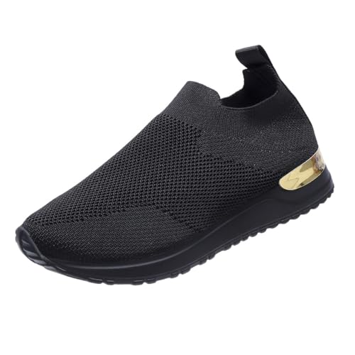 IXII Damen-Sneaker,Damen Turnschuhe Ohne Schnürung, Orthopädische Laufschuhe, Rutschfestes, Verschleißfestes, Atmungsaktives Futter, Erhältlich-Black||37EU von IXII