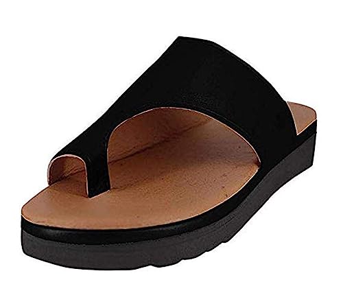 IXII Orthopädische Sandalen Für Frauen Großzehen Knochenkorrektur Offene Zehen Flip Flops Hallux Valgus Bunion Flache Sohle Hausschuhe Sommer Outdoor Wandern Wandern Strand Schuhe-Black||37EU von IXII