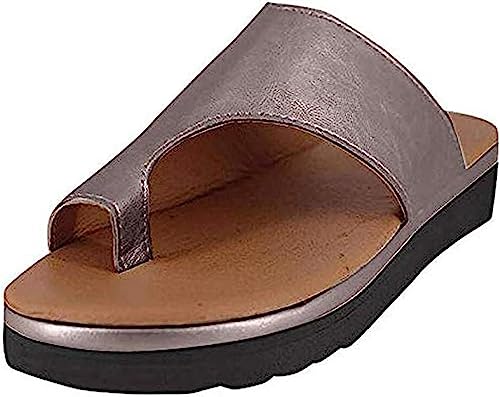 IXII Orthopädische Sandalen Für Frauen Großzehen Knochenkorrektur Offene Zehen Flip Flops Hallux Valgus Bunion Flache Sohle Hausschuhe Sommer Outdoor Wandern Wandern Strand Schuhe-Brown||42EU von IXII