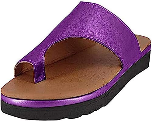 IXII Orthopädische Sandalen Für Frauen Großzehen Knochenkorrektur Offene Zehen Flip Flops Hallux Valgus Bunion Flache Sohle Hausschuhe Sommer Outdoor Wandern Wandern Strand Schuhe-Purple||41EU von IXII