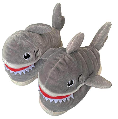 Adult Unisex Winter warme Plüsch Tierschuhe, Soft Cosy Animal Styling Kurze Flanell Tier geformte Plüsch Stiefeletten, rutschfeste Teppich Hausschuhe,39-43,Shark von IXITON