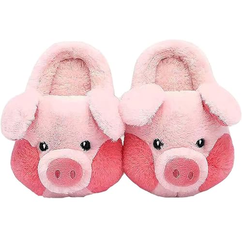 IXITON Plüsch Unisex Tier Schwein Hausschuhe Schuhe flauschig pelzige Tiere Winter warm Fuzzy Pantoffel Frauen Männer,35-36, Hausschuhe-Rosa von IXITON