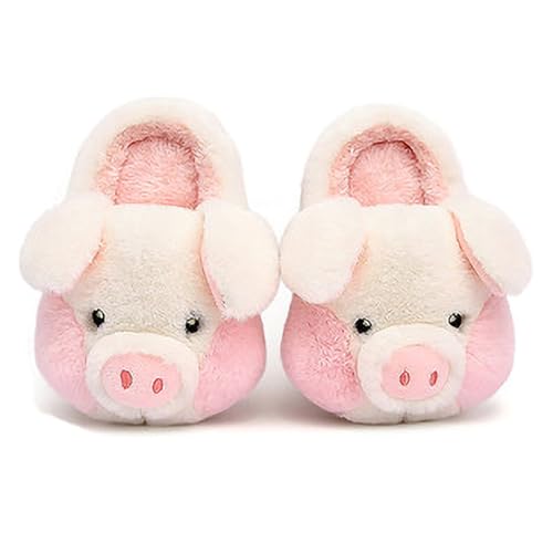 IXITON Plüsch Unisex Tier Schwein Hausschuhe Schuhe flauschig pelzige Tiere Winter warm Fuzzy Pantoffel Frauen Männer,37-38, Hausschuhe-Beige von IXITON