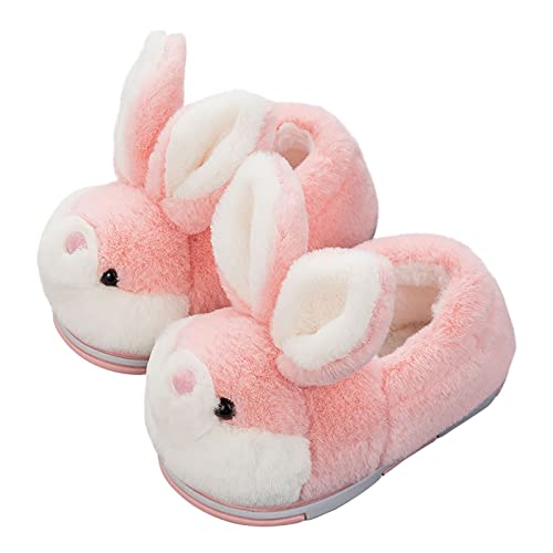 IXITON Winter warme Furry Bunny Hausschuhe Damen Kaninchenschuhe Niedliche gemütliche flauschige Häuser Tier Hausschuhe,S,pink-shoes von IXITON