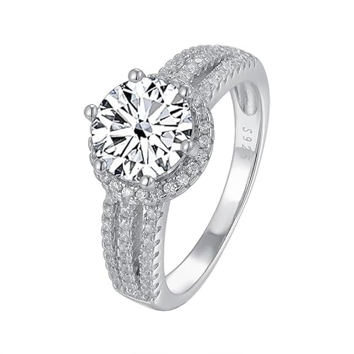 IXMLDAXD 2ct D Farbe VVS1 Moissanit Diamantringe for Damen Gelb/Grün/Rosa Moissanit Verlobungsringe Rundschliff Diamant Ehering mit Zertifikat(White,9) von IXMLDAXD