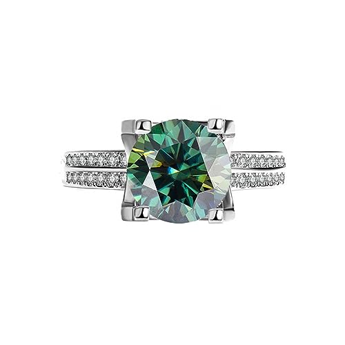 IXMLDAXD 3ct Moissanit Eheringe for Frauen D Farbe VVS1 925 Sterling Silber Diamantringe Rot/Grün/Rosa Moissanit Verlobungsringe mit Zertifikat(Green,6.5) von IXMLDAXD