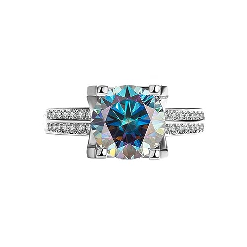 IXMLDAXD 3ct Moissanit Eheringe for Frauen D Farbe VVS1 925 Sterling Silber Diamantringe Rot/Grün/Rosa Moissanit Verlobungsringe mit Zertifikat(Multicolour,7.5) von IXMLDAXD