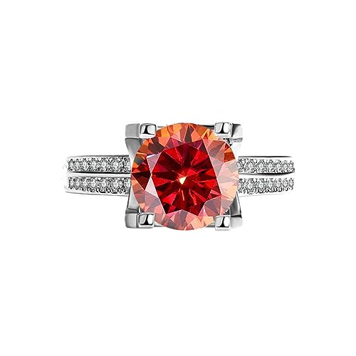 IXMLDAXD 3ct Moissanit Eheringe for Frauen D Farbe VVS1 925 Sterling Silber Diamantringe Rot/Grün/Rosa Moissanit Verlobungsringe mit Zertifikat(Red,6) von IXMLDAXD