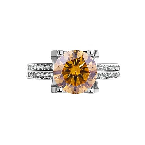 IXMLDAXD 3ct Moissanit Eheringe for Frauen D Farbe VVS1 925 Sterling Silber Diamantringe Rot/Grün/Rosa Moissanit Verlobungsringe mit Zertifikat(Yellow,7.5) von IXMLDAXD