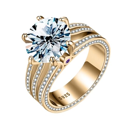 IXMLDAXD 5ct Moissanit Verlobungsring for Frauen D Farbe VVS1 925 Sterling Silber Diamantringe Damen Moissanit Eheringe mit Zertifikat(Champagne,10) von IXMLDAXD
