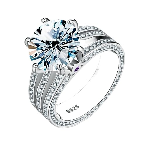 IXMLDAXD 5ct Moissanit Verlobungsring for Frauen D Farbe VVS1 925 Sterling Silber Diamantringe Damen Moissanit Eheringe mit Zertifikat(White,8) von IXMLDAXD
