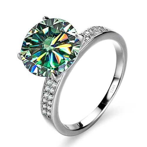 IXMLDAXD 5ct Moissanit Verlobungsringe for Frauen D Farbe VVS1 Moissanit Eheringe 925 Sterling Silber Gelb/Blau/Rosa Diamantringe mit Zertifikat(Blue green,7) von IXMLDAXD