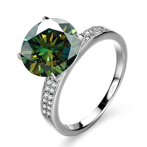 IXMLDAXD 5ct Moissanit Verlobungsringe for Frauen D Farbe VVS1 Moissanit Eheringe 925 Sterling Silber Gelb/Blau/Rosa Diamantringe mit Zertifikat(Darkgreen,8) von IXMLDAXD