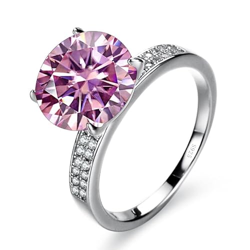 IXMLDAXD 5ct Moissanit Verlobungsringe for Frauen D Farbe VVS1 Moissanit Eheringe 925 Sterling Silber Gelb/Blau/Rosa Diamantringe mit Zertifikat(Pink,8) von IXMLDAXD