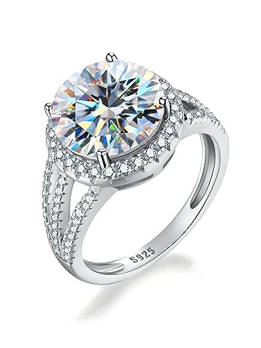 IXMLDAXD 5ct Rundschliff Moissanit Eheringe for Frauen D Farbe VVS1 Diamantringe 925 Sterling Silber Ring 4-Krappen Jubiläumsversprechen Verlobungsringe(6) von IXMLDAXD
