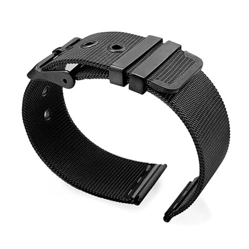 IXMLDAXD Uhrenarmband，. Metall 0,4 mm Mesh Armband Edelstahl Armbandstift(Black,24mm) von IXMLDAXD