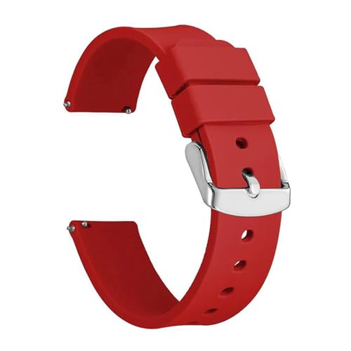 IXMLDAXD Uhrenarmband，. Silikon-Uhrenarmbänder, Armband mit Schnellverschluss, planar genarbtes Gummi(Red,22mm) von IXMLDAXD