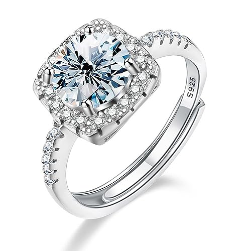 IXMLDAXD Verstellbare 1–3 Karat Moissanit-Eheringe for Damen, D-Farbe, S925-Sterlingsilber, Diamantringe, Verlobungsringe for Sie, mit Zertifikat(2.0 carats) von IXMLDAXD