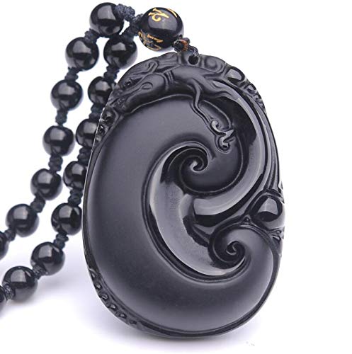 IXMLDAXD schwarze Obsidian-Halskette， Natürliche Obsidian PiXiu Anhänger Halskette for Männer und Frauen von IXMLDAXD