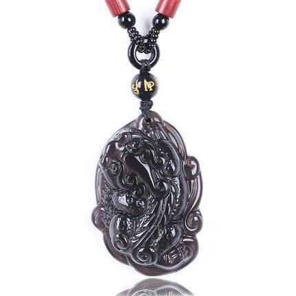 IXMLDAXD schwarze Obsidian-Halskette， Natürliche Obsidian PiXiu Anhänger Halskette for Männer und Frauen von IXMLDAXD