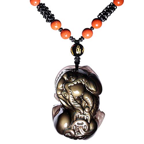 IXMLDAXD schwarze Obsidian-Halskette， Natürliche Obsidian PiXiu Anhänger Männer Glück Halskette von IXMLDAXD