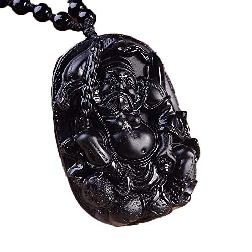 IXMLDAXD schwarze Obsidian-Halskette， Natürliche Obsidian Zhong Kui Männer Frauen Anhänger Halskette von IXMLDAXD