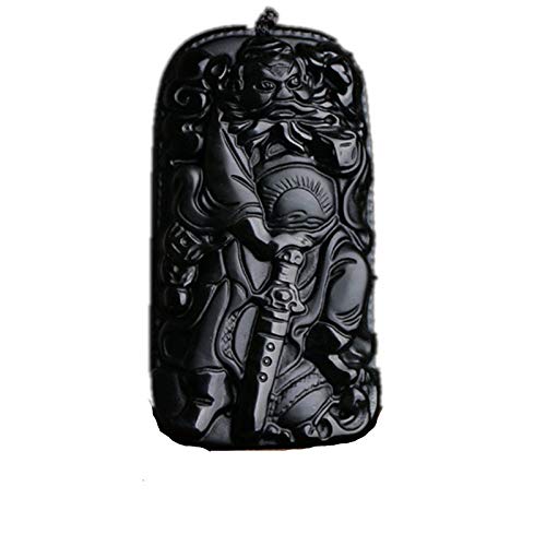 IXMLDAXD schwarze Obsidian-Halskette， Natürlicher Obsidian Zhong Kui Anhänger Herren Damen Halskette von IXMLDAXD