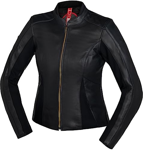 IXS Aberdeen Lederjacke Motorradjacke Tourenjacke Damen Schwarz Rindsnappaleder 40 von IXS