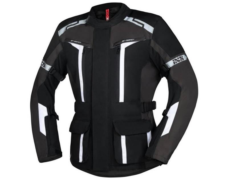 IXS Motorradjacke iXS Evans-ST 2.0 Textiljacke Herren schwarz / grau / weiß M atmungsaktiv von IXS