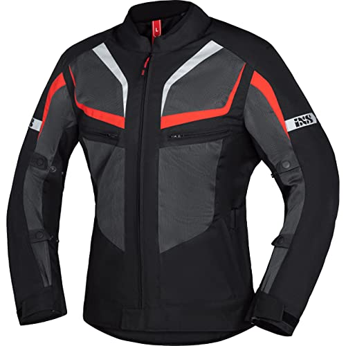 IXS Motorradjacke mit Protektoren Motorrad Jacke Gerona-Air 1.0 Tour Textiljacke schwarz/grau/rot 4XL, Herren, Tourer, Sommer, Polyester von IXS