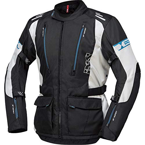 IXS Motorradjacke mit Protektoren Motorrad Jacke Lorin-ST Textiljacke schwarz/hellgrau/blau 3XL, Herren, Tourer, Ganzjährig, Polyester von IXS