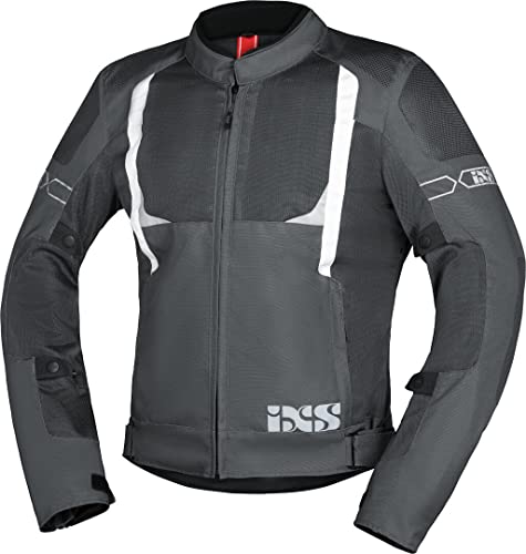 IXS Motorradjacke mit Protektoren Motorrad Jacke Trigonis-Air Sportstourer Textiljacke dunkelgrau/grau/weiß M, Herren, Sommer, Polyester von IXS