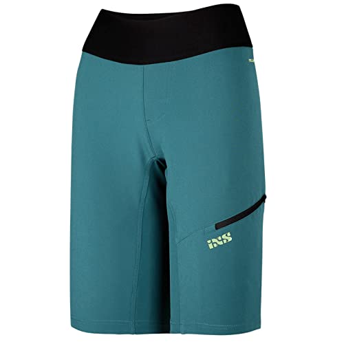IXS W Carve Hip-Hugger Shorts Blau - Komfortable hochsitzende Damen MTB Shorts, Größe 40 - Farbe Everglade von IXS