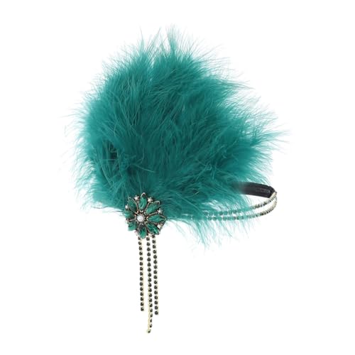 IYOU 1920er Jahre Feder Gatsby Kopfstück Grün Kristall Flapper Stirnband Quaste Vintage Party Festival Haarschmuck für Frauen von IYOU