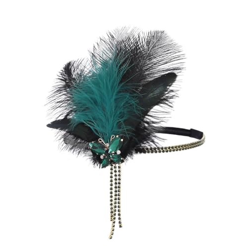 IYOU 1920er Jahre Great Gatsby Haarteil Schwarz Kristall Flapper Stirnband Vintage Festival Kostüm Haarschmuck für Frauen von IYOU