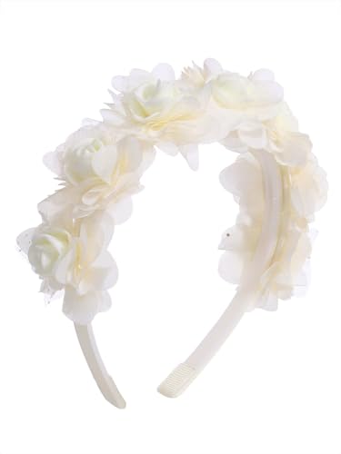 IYOU Baby Mädchen Haarband Elfenbein Blume Kopfbedeckung Blumen Party Hochzeit Haarschmuck für Geburtstag Taufe Taufe Kommunion von IYOU