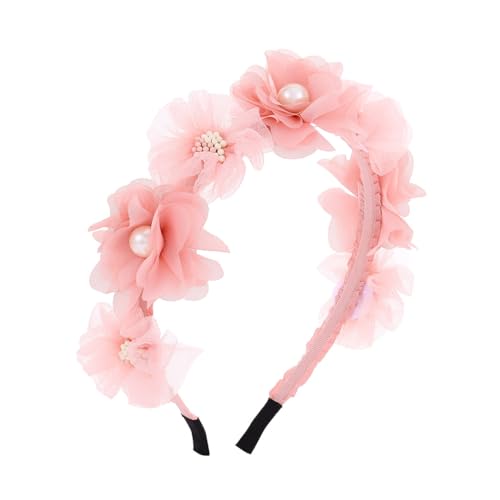 IYOU Baby Mädchen Haarband Rosa Blume Haarreif Perle Party Hochzeit Haarschmuck von IYOU