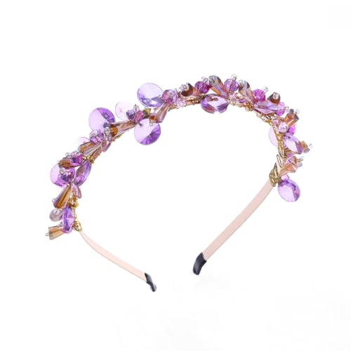 IYOU Bling Kristall Stirnbänder Violett Strass Kopfbedeckungen Edelstein Vintage Party Geburtstag Haarschmuck für Damen und Mädchen von IYOU