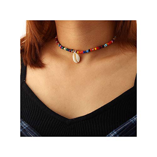 IYOU Boho-Muschel-Choker-Halsketten mit goldfarbenem Anhänger, bunte Perlen-Halskette, Schmuck für Frauen und Mädchen von IYOU